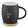 Taza de cerámica con base o tapa de madera "Hearth" Estándar | Negro intenso-Blanco | sin montaje de publicidad | no disponible | no disponible