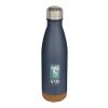Botella de 500&nbsp;ml de acero inoxidable con aislamiento y doble pared con detalles de corcho "Cove" Estándar | azul | sin montaje de publicidad | no disponible | no disponible
