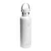 Botella de agua Hydro Flask de acero inoxidable con aislamiento térmico, boca estándar, 621 ml, con tapón con pajita Blanco