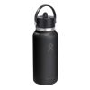 Botella de agua Hydro Flask de acero inoxidable con aislamiento térmico y boca ancha de 946 ml, con tapón con pajita Blanco
