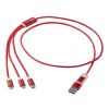 Cable de carga 5 en 1 de aluminio reciclado "Versatile" Estándar | Rojo | sin montaje de publicidad | no disponible | no disponible