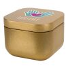 Vela cuadrada en caja metálica con aroma de vainilla "Tindra" Dorado