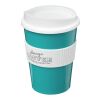 Vaso Brite-Americano® medio de 300 ml con agarradera Azul aqua-Blanco | sin montaje de publicidad | no disponible | no disponible