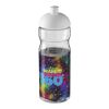 Bidón deportivo con Tapa Dome de 650 ml H2O Base® Transparente-Blanco | sin montaje de publicidad | no disponible | no disponible
