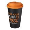 Vaso reciclado de 350 ml con tapa a prueba de derrames "Americano® Eco" Naranja-Negro intenso | sin montaje de publicidad | no disponible | no disponible