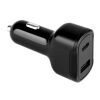 DIRAC. Adaptador para mechero con puerto USB-A de 18 W y USB-C de 20 W en 100% rABS Negro | sin montaje de publicidad