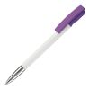 Bolígrafo Nash punta de metal HC Blanco-Transparente morada | Tampografía 1 color | on the clip | 30 mm x 5 mm | no disponible