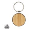 Llavero redondo de aleación de zinc reciclado RCS con bambú plata-marron | sin montaje de publicidad | no disponible | no disponible