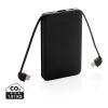 Powerbank 5.000 mAh de bolsillo con cables integrados negro | sin montaje de publicidad | no disponible | no disponible
