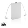 Powerbank 5.000 mAh de bolsillo con cables integrados blanco | sin montaje de publicidad | no disponible | no disponible