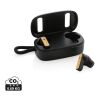 Auriculares TWS de plástico reciclado RCS y bambú FSC® negro | sin montaje de publicidad | no disponible | no disponible