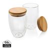 Vidrio de borosilicato de doble pared y tapa bambú 350ml blanco | sin montaje de publicidad | no disponible | no disponible