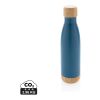 Botella acero inoxidable al vacío con tapa y fondo de bambú azul | sin montaje de publicidad | no disponible | no disponible