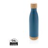 Botella acero inoxidable al vacío con tapa y fondo de bambú azul | sin montaje de publicidad | no disponible | no disponible