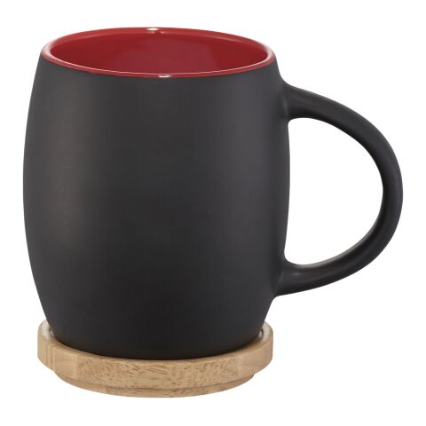 Taza de cerámica con base o tapa de madera &quot;Hearth&quot; Estándar | bronce negro-rojo | sin montaje de publicidad | no disponible | no disponible