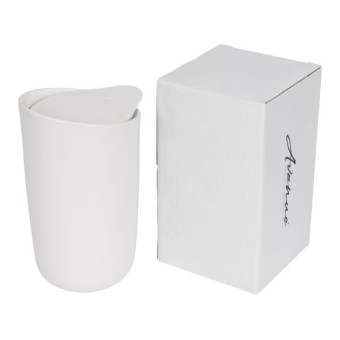 Vaso de cerámica de doble pared de 410 ml &quot;Mysa&quot; Estándar | blanco | sin montaje de publicidad | no disponible | no disponible