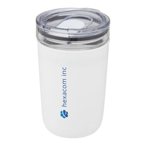 Vaso de vidrio de 420 ml con pared exterior de plástico reciclado &quot;Bello&quot; Estándar | Blanco | sin montaje de publicidad | no disponible | no disponible