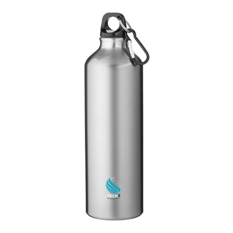 Bidón de 770 ml de aluminio reciclado con certificado RCS con mosquetón &quot;Oregon&quot; Estándar | Plateado | sin montaje de publicidad | no disponible | no disponible