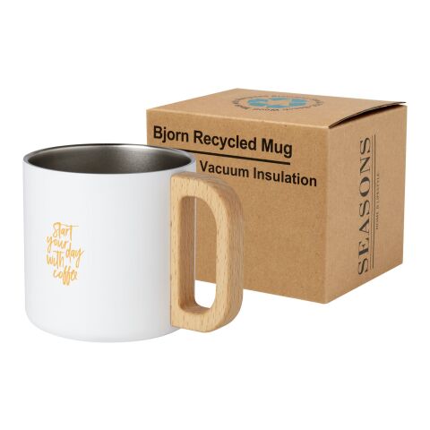 Taza de acero inoxidable reciclado con certificado RCS con aislamiento de cobre de 360 ml &quot;Bjorn&quot; Estándar | Blanco | sin montaje de publicidad | no disponible | no disponible