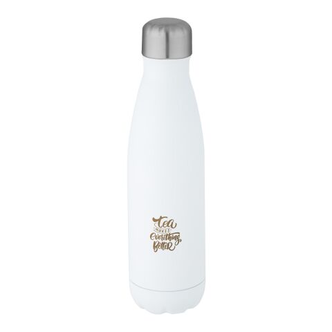 Bidón con aislamiento de acero inoxidable reciclado de 500 ml con certificación RCS  &quot;Cove&quot; Estándar | Blanco | sin montaje de publicidad | no disponible | no disponible