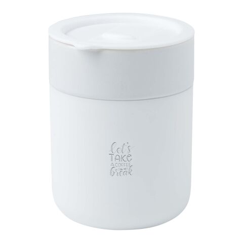 Vaso de cerámica de 330 ml con agarradero de silicona y tapa de plástico &quot;Java&quot; Estándar | Blanco | sin montaje de publicidad | no disponible | no disponible