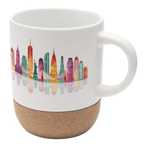 Taza de cerámica para sublimación de 300 ml con detalles de corcho &quot;Billie&quot; Estándar | blanco | sin montaje de publicidad | no disponible | no disponible | no disponible