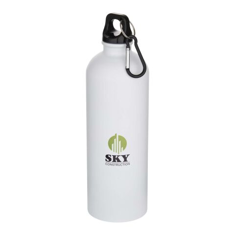 Botella de 750 ml de acero inoxidable mate reciclado con certificado RCS con mosquetón &quot;Oregon&quot; Estándar | Blanco | sin montaje de publicidad | no disponible | no disponible