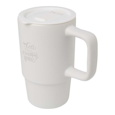 Taza de cerámica con tapa de plástico de 450 ml &quot;Carter&quot; Estándar | Blanco | sin montaje de publicidad | no disponible | no disponible