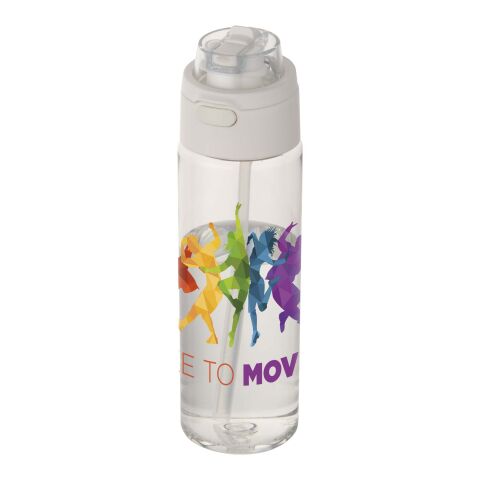 Botella de agua Theron de 700 ml de plástico reciclado RCS con tapa de doble función y pajita abatible blanco