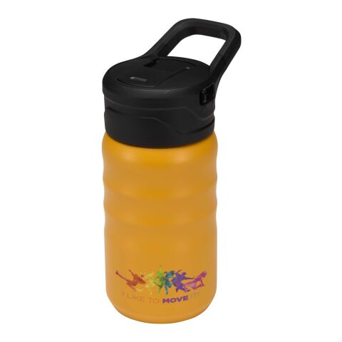 Botella deportiva Knox de 350 ml de acero inoxidable de doble pared reciclado RCS con pajita abatible Amarillo