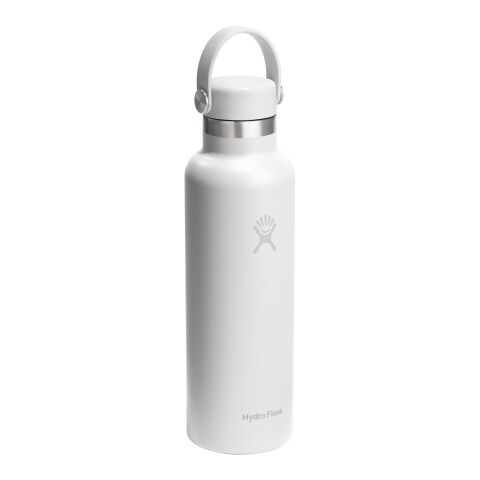 Botella de agua Hydro Flask de acero inoxidable con aislamiento térmico, boca estándar, 621 ml, con tapón con pajita Blanco