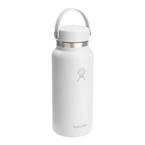 Botella de agua térmica de acero inoxidable Hydro Flask de boca ancha, 946 ml Blanco