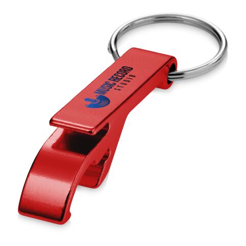 Abridor para botellas y latas de aluminio reciclado RCS y con llavero &quot;Tao&quot; Estándar | Rojo | sin montaje de publicidad | no disponible | no disponible