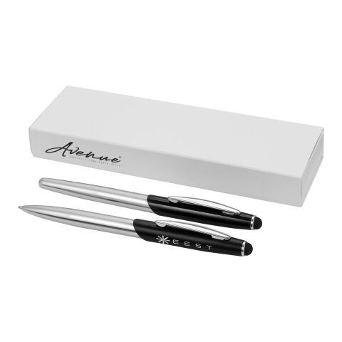 Set de bolígrafo-puntero y rollerball Geneva Estándar | plata-bronce negro | sin montaje de publicidad | no disponible | no disponible