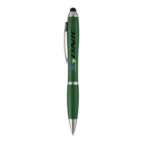 Bolígrafo con stylus con cuerpo y empuñadura del mismo color “Nash” Estándar | verde oscuro | sin montaje de publicidad | no disponible | no disponible