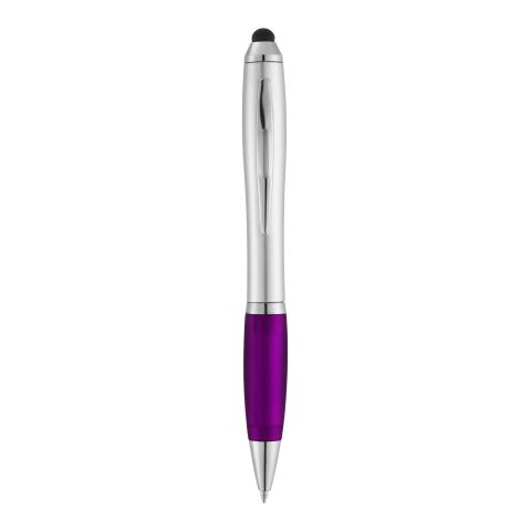 Bolígrafo-puntero &quot;Nash&quot; de color plata con grip de color plata-Púrpura | sin montaje de publicidad | no disponible | no disponible