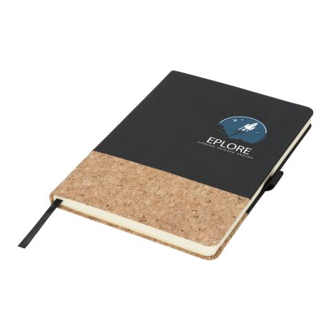 Libreta A5 de PU y corcho &quot;Evora&quot; Estándar | Negro intenso | sin montaje de publicidad | no disponible | no disponible