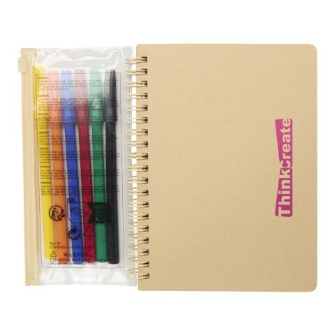 Set de cuaderno de tapa dura y rotuladores Squiggle B6 Natural