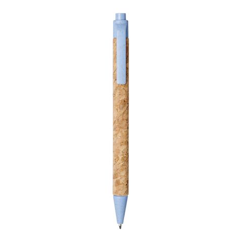 Bolígrafo de corcho y paja de trigo &quot;Midar&quot; Estándar | Natural-Azul claro | sin montaje de publicidad | no disponible | no disponible