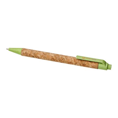 Bolígrafo de corcho y paja de trigo &quot;Midar&quot; Estándar | Natural-Verde manzana | sin montaje de publicidad | no disponible | no disponible