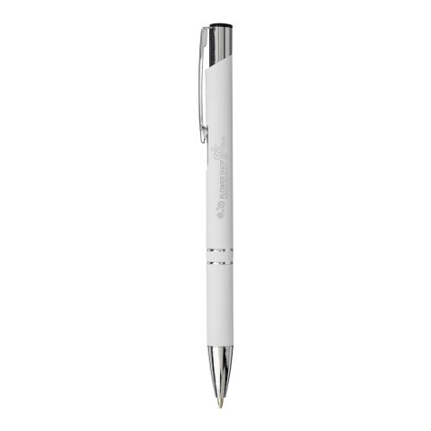 Bolígrafo con empuñadura de tacto suave y mecanismo de presión &quot;Moneta&quot; Estándar | Blanco | sin montaje de publicidad | no disponible | no disponible