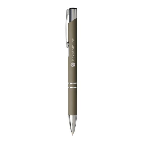 Bolígrafo con empuñadura de tacto suave y mecanismo de presión &quot;Moneta&quot; Estándar | Gris oscuro | sin montaje de publicidad | no disponible | no disponible