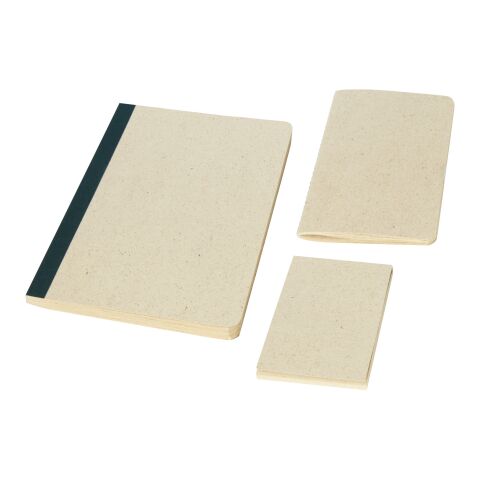 Set de 3 piezas de papelería hecho en papel de hierba &quot;Verde&quot; Cream | sin montaje de publicidad | no disponible | no disponible
