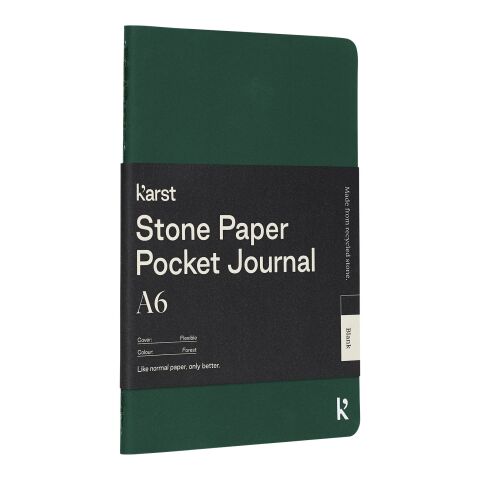 Diario de bolsillo de tapa blanda de papel de piedra A6 en blanco &quot;Karst®&quot; Estándar | Verde oscuro | sin montaje de publicidad | no disponible | no disponible | no disponible