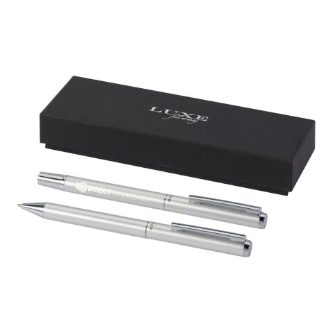 Set de regalo de bolígrafo y rollerball de aluminio reciclado &quot;Lucetto&quot; Estándar | plata | sin montaje de publicidad | no disponible | no disponible