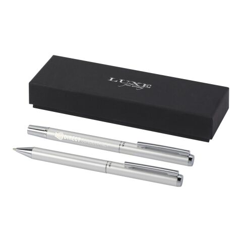 Set de regalo de bolígrafo y rollerball de aluminio reciclado &quot;Lucetto&quot; Estándar | Plateado | sin montaje de publicidad | no disponible | no disponible