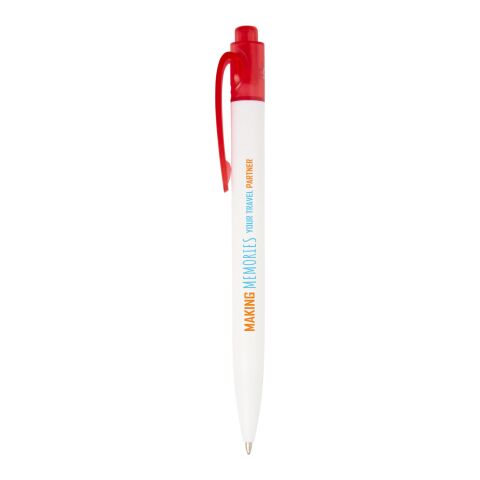 Bolígrafo de plástico procedente del zonas costeras &quot;Thalaasi&quot; Estándar | Rojo transparente-Blanco | sin montaje de publicidad | no disponible | no disponible