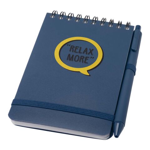 Libreta de tapa dura A6 de plástico procedente del océano con bolígrafo &quot;Thalaasa&quot; (tinta negra) Estándar | Azul océano | sin montaje de publicidad | no disponible | no disponible