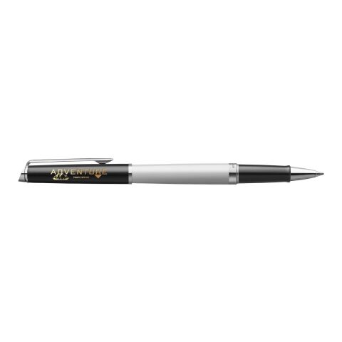 Rollerball con bloques de color y ribete plateado &quot;Hemisphere&quot; Estándar | Blanco-Negro intenso | sin montaje de publicidad | no disponible | no disponible