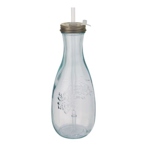 Botella de vidrio reciclado con pajita &quot;Polpa&quot; Estándar | blanco | sin montaje de publicidad | no disponible | no disponible